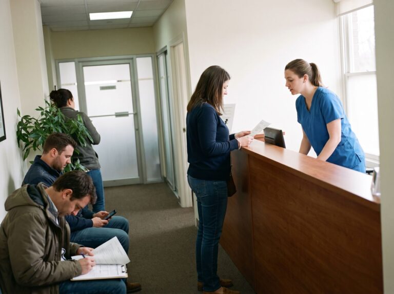 Recepcja nowoczesnej prywatnej kliniki